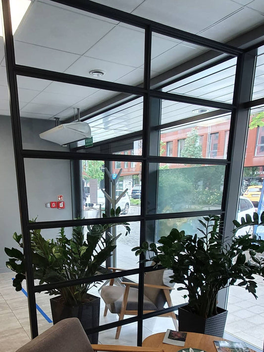 Festes Loftelement in schwarz mit Klarglas 2100 x 700 mm