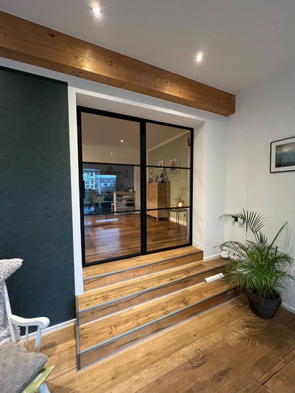 Lofttür Doppeltür in schwarz mit Klarglas - 2100 × 1600 mm