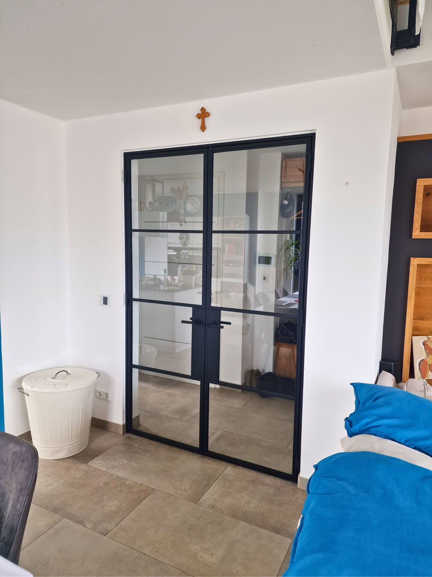 Lofttür Doppeltür in schwarz mit Klarglas - 2100 × 1600 mm